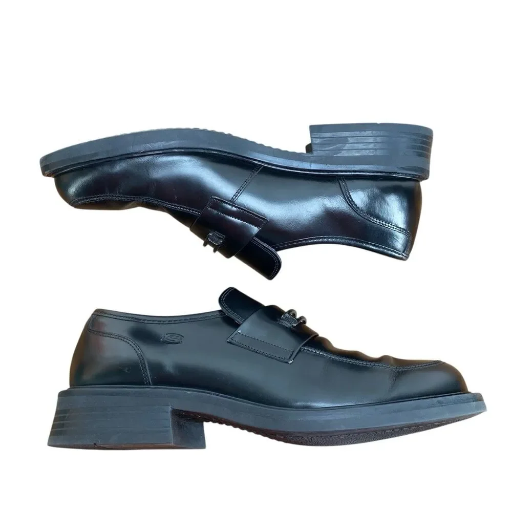 Skechers Y2K Collection Men's Black Leather Slip-On Casual Shoes Sz 9.5 M‎